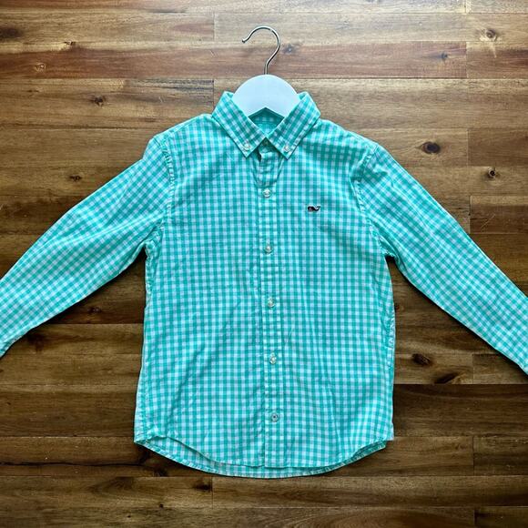 Vineyard Vines Green Gingham Long Sleeve Button Down Shirt Classic Preppy 5 - Picture 2 of 7